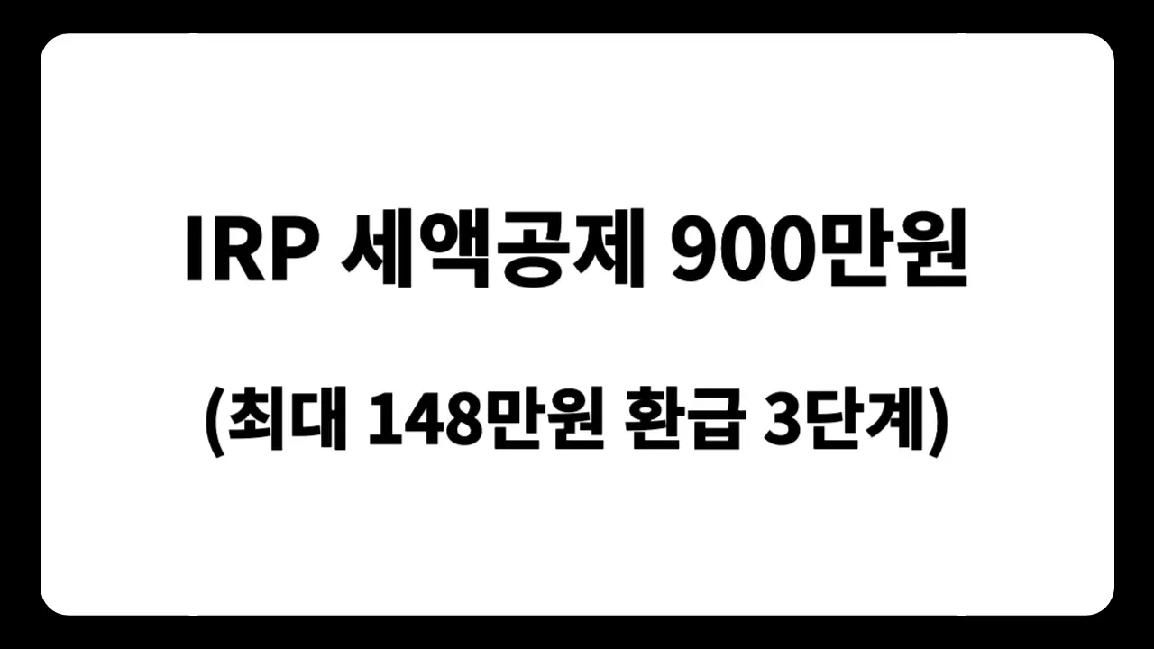 IRP 세액공제 한도 900만 원과 연금저축 IRP 세액공제로 최대 148만 원 환급받는 3단계 전략을 요약한 텍스트 썸네일