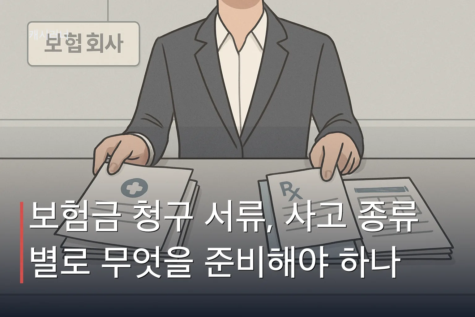 실손보험 청구 서류를 공통서류와 사고 종류별 추가서류로 분류하는 모습