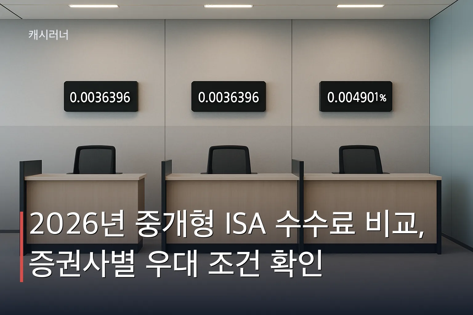 ISA 수수료 비교: 세 증권사의 국내주식 우대 수수료 차이를 시각적으로 표현한 그림